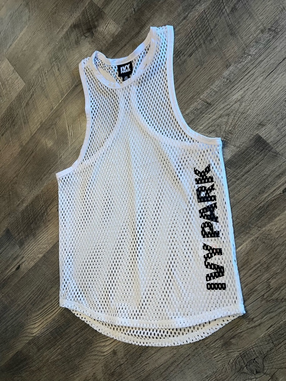 IVY PARK White Mesh Athletic Tank with Logo Tag